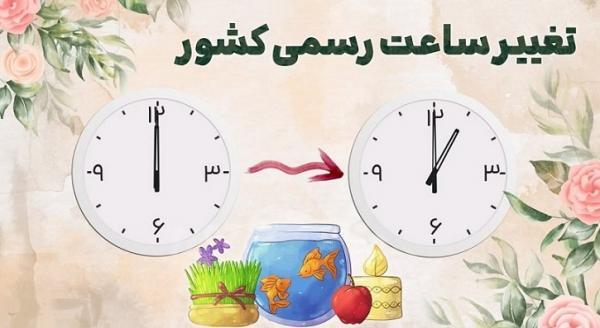 امشب ساعت رسمی کشور یک ساعت به جلو کشیده می گردد